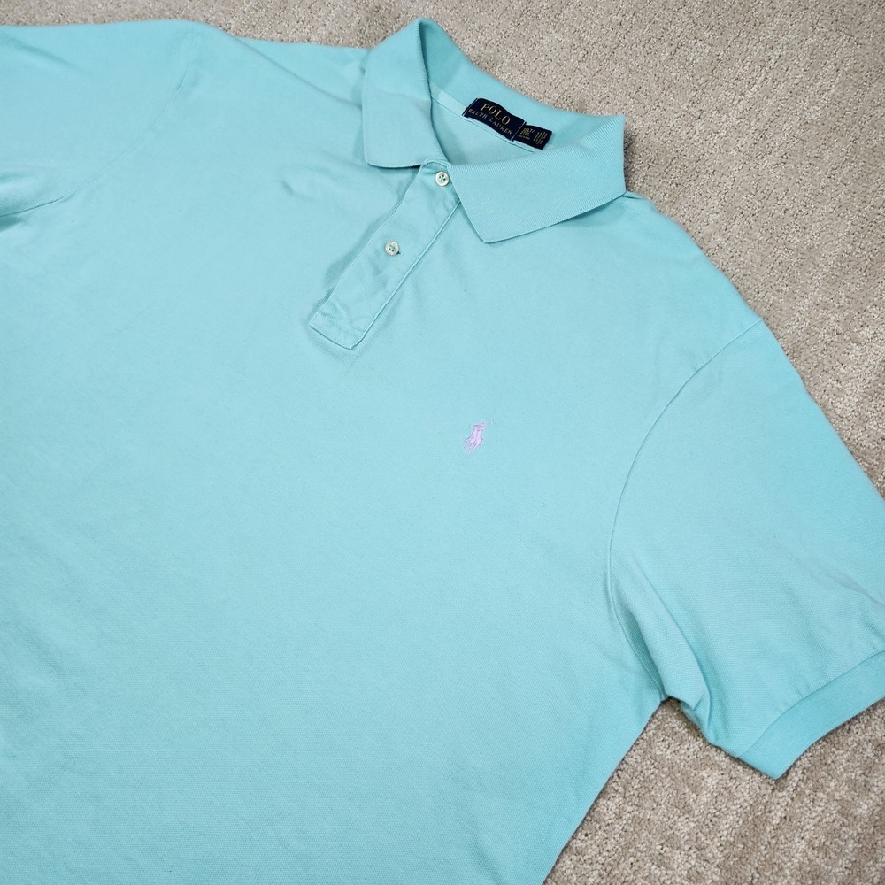 Polo Ralph Lauren Shirt Men 2XLT Polo Iconic Mesh Cotton Green Wealth Luxury